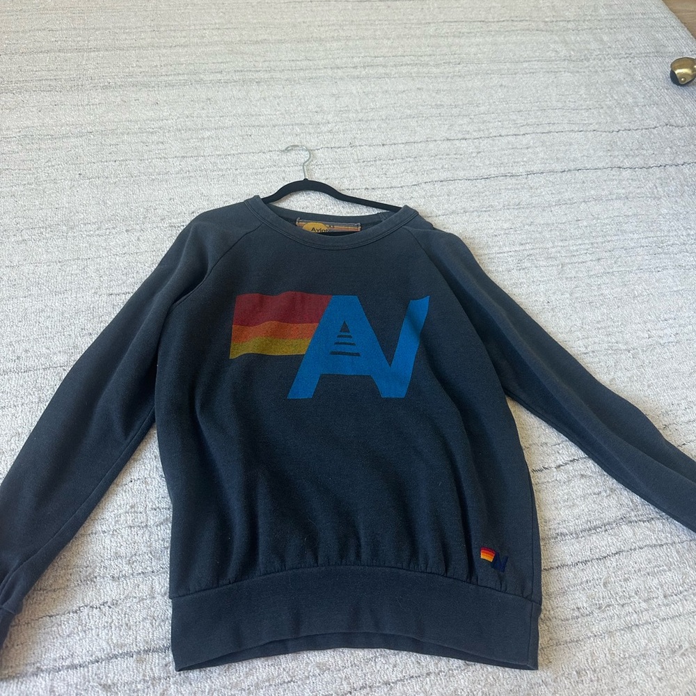 Aviator nation logo relaxed crew sweatshirt charcoal XS
